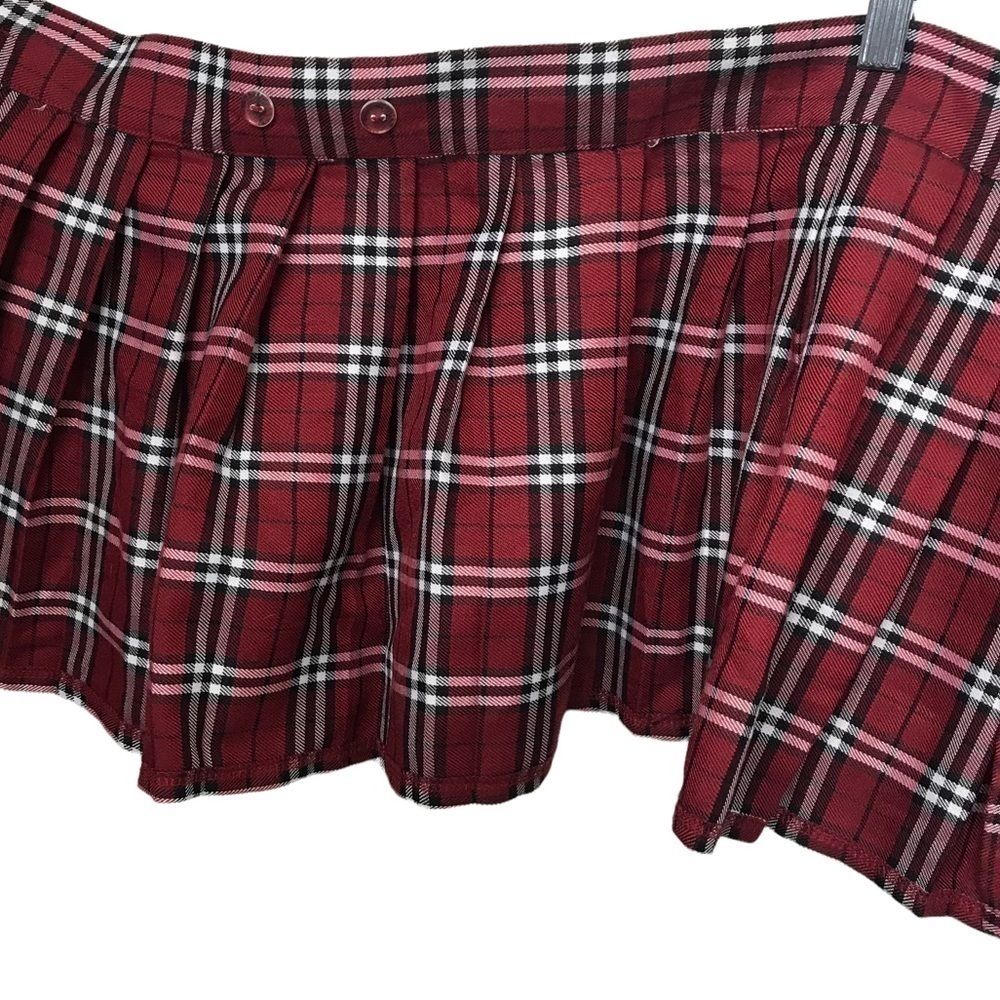 Spirit Halloween Red Plaid Pleated School Girl Mini Skirt Size Sm - Med - Picture 10 of 11